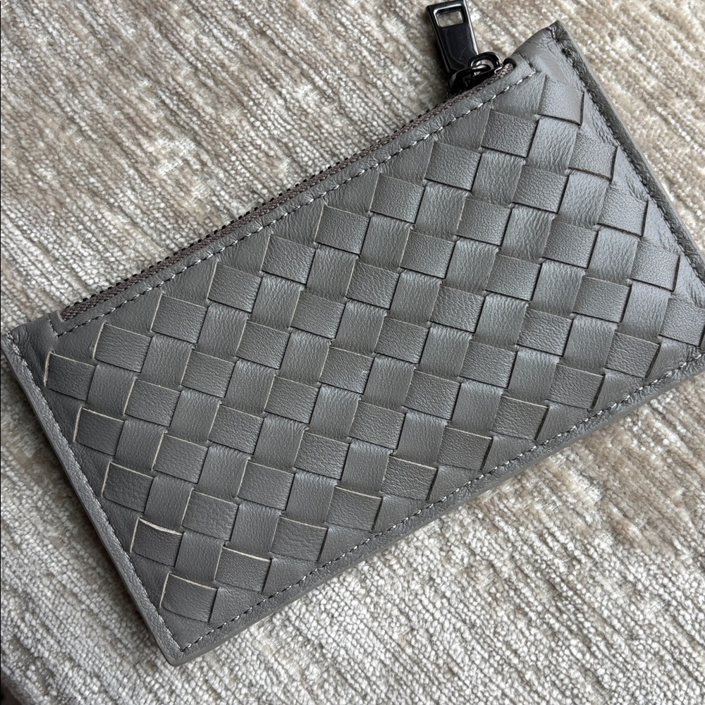 Gray woven sheepskin Card Holder